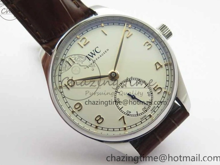 MIROTIME 0408 Original Portuguese IW358304 ZF 1:1 Best Edition SS White Dial RG Markers on Leather Strap A 7077
